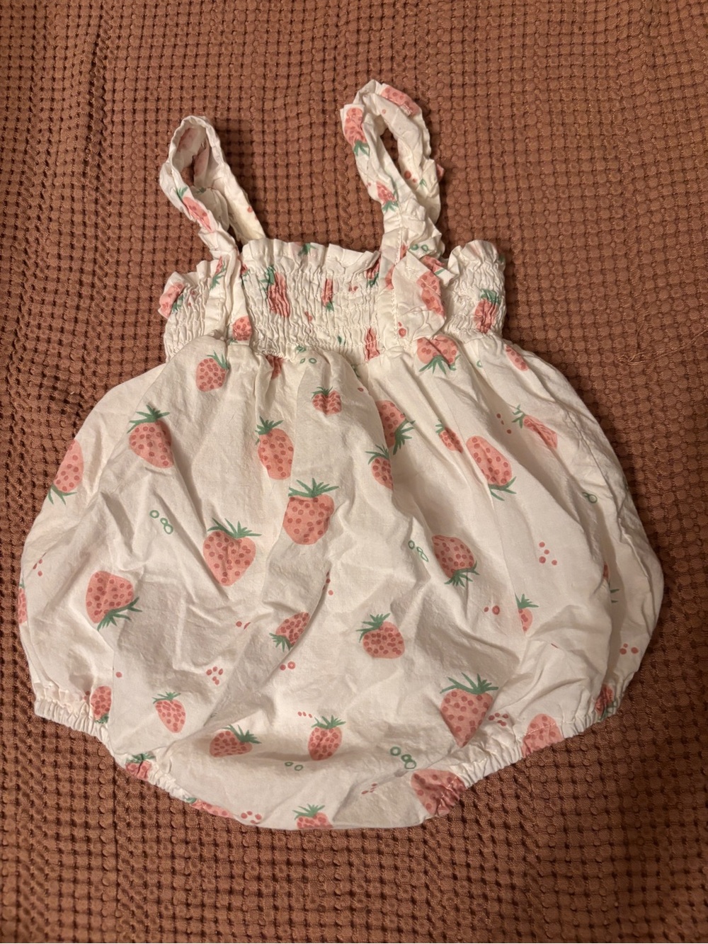 Baby Girls White Strawberry Print Bubble Romper
